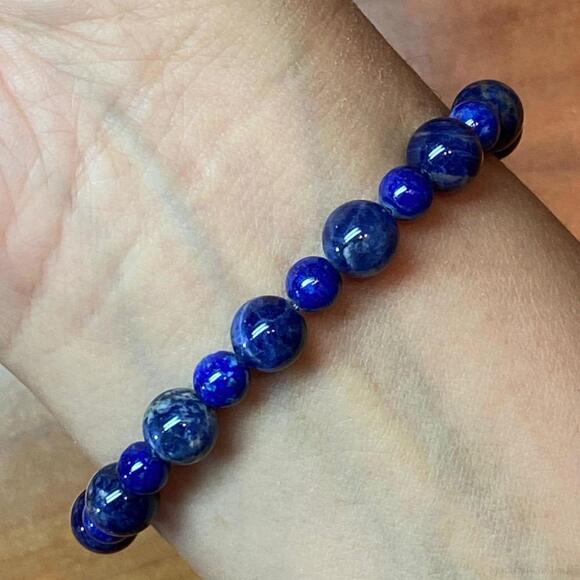 Carolyn Pollack Sterling 1 Strand Sodalite Bead Stretch Bracelet For Women - Picture 7 of 10